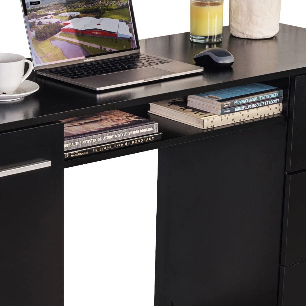 Computer Desk with 3 Drawers, 1 Door and 1 Storage Shelf,