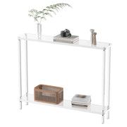 Acrylic Narrow Console Table - 2-Tier Clear Entry Table with Cylindrical Legs