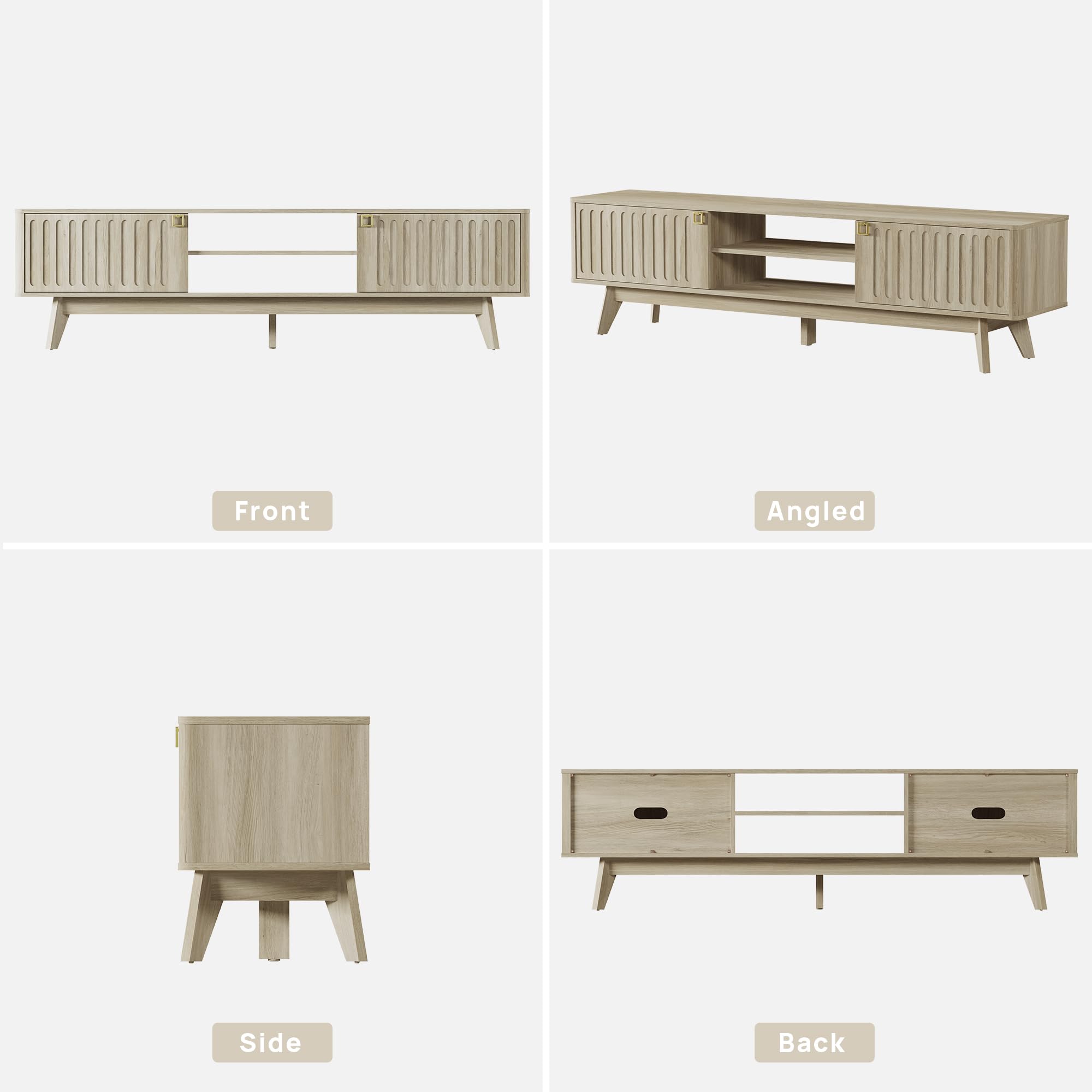 70" TV Stand Entertainment Center with Storage Cabinets