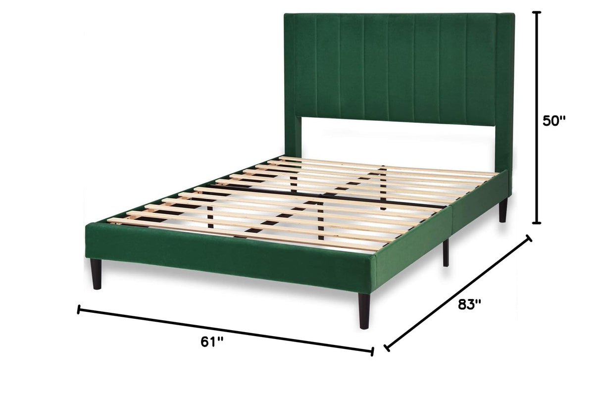 Queen Bed Frame/Velvet Upholstered Platform Bed Frame with Headboard/Strong Wood