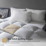 DWR Premium Feather Down Comforter Duvet Insert 90x90-100% Skin-Friendly Cotton Cover, Medium Weight Quilted for All Season Bedding (Full/Queen, Ivory White)