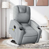 Electric Lift Massage Recliner Chair - Light Gray Fabric, Power Lift-Up & Reclining, 6-Point