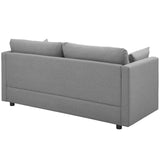 Activate Contemporary Modern Fabric Upholstered Apartment Sofa Couch In Light Gray