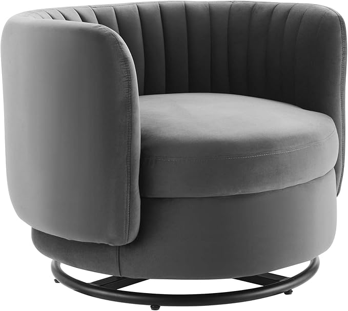 Embrace Swivel Chair, Black Cognac