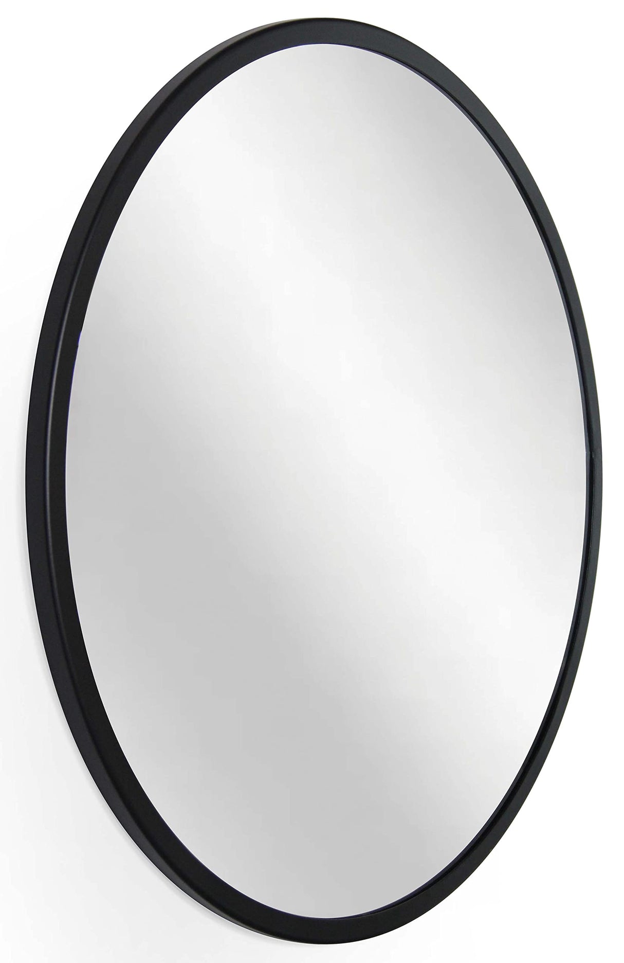 24 inch Round Mirror, Matte Metal Frame, Modern Decorative Mirror for Living Room