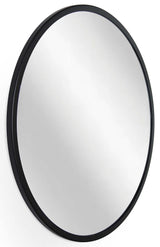 24 inch Round Mirror, Matte Metal Frame, Modern Decorative Mirror for Living Room