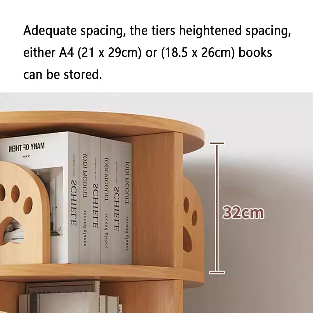 Bookshelf Tower, Round Rotating Bookcase, Revolving Bookcase for Kid and Adults