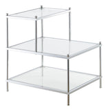 Royal Crest 3 Tier Step End Table, Clear Glass / Chrome Frame