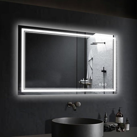 LED Bathroom Mirror 36" x 36", Frameless, Front and Backlight, Motion Sensor, Shatter-Proof, Wall