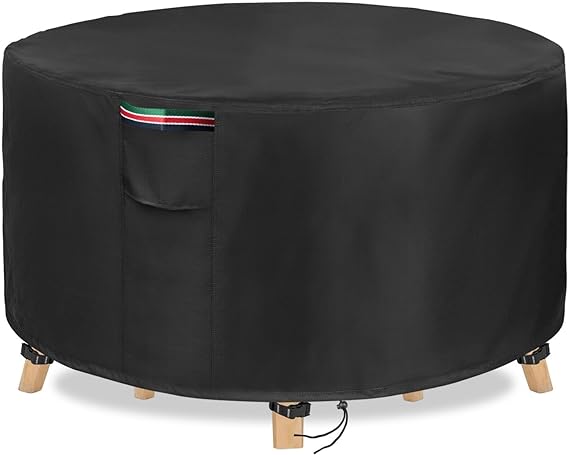 Outdoor Patio Furniture Covers, Waterproof UV Resistant Anti-Fading Cover for Large Round Table Chairs Set, Grey, 84 inch Diameter