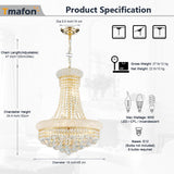 Modern Gold Crystal Chandelier Lights - Diameter 18" Ceiling Haning Chandeliers