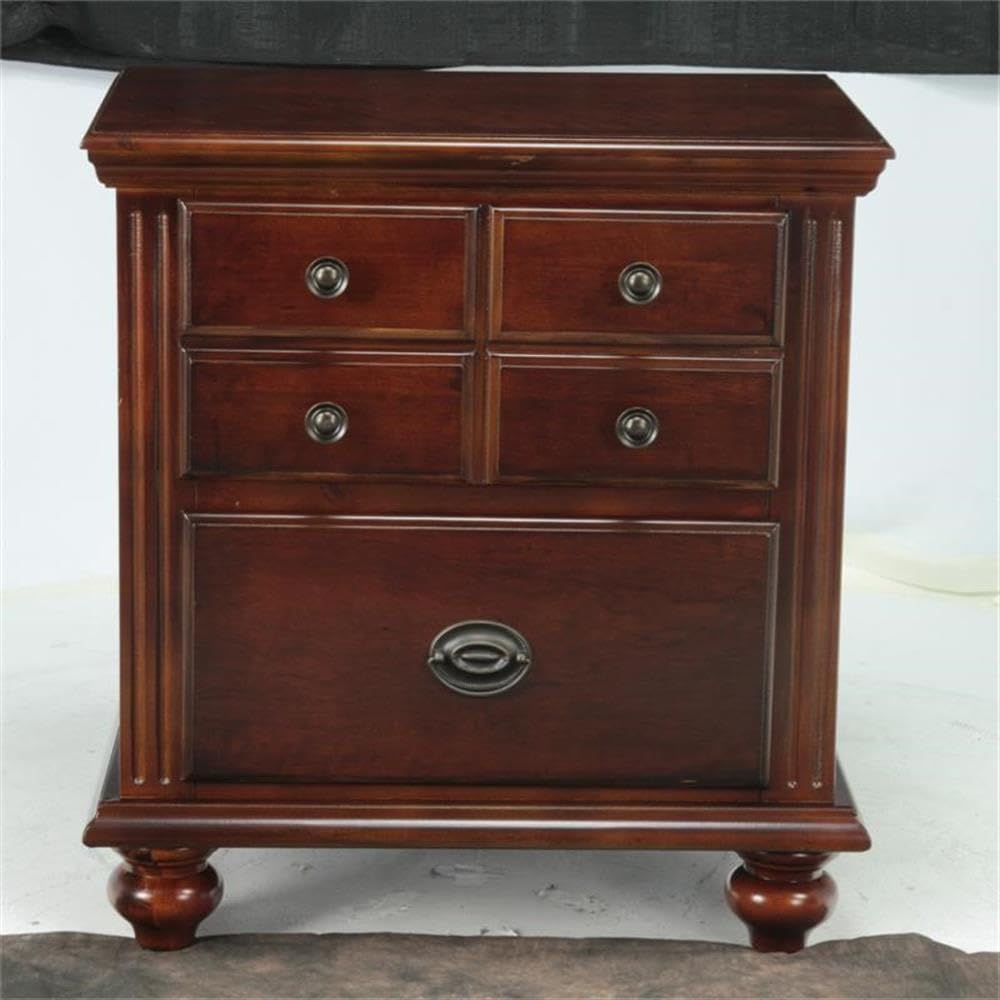 2-Drawer Transitional Solid Wood Nightstand in Cherry