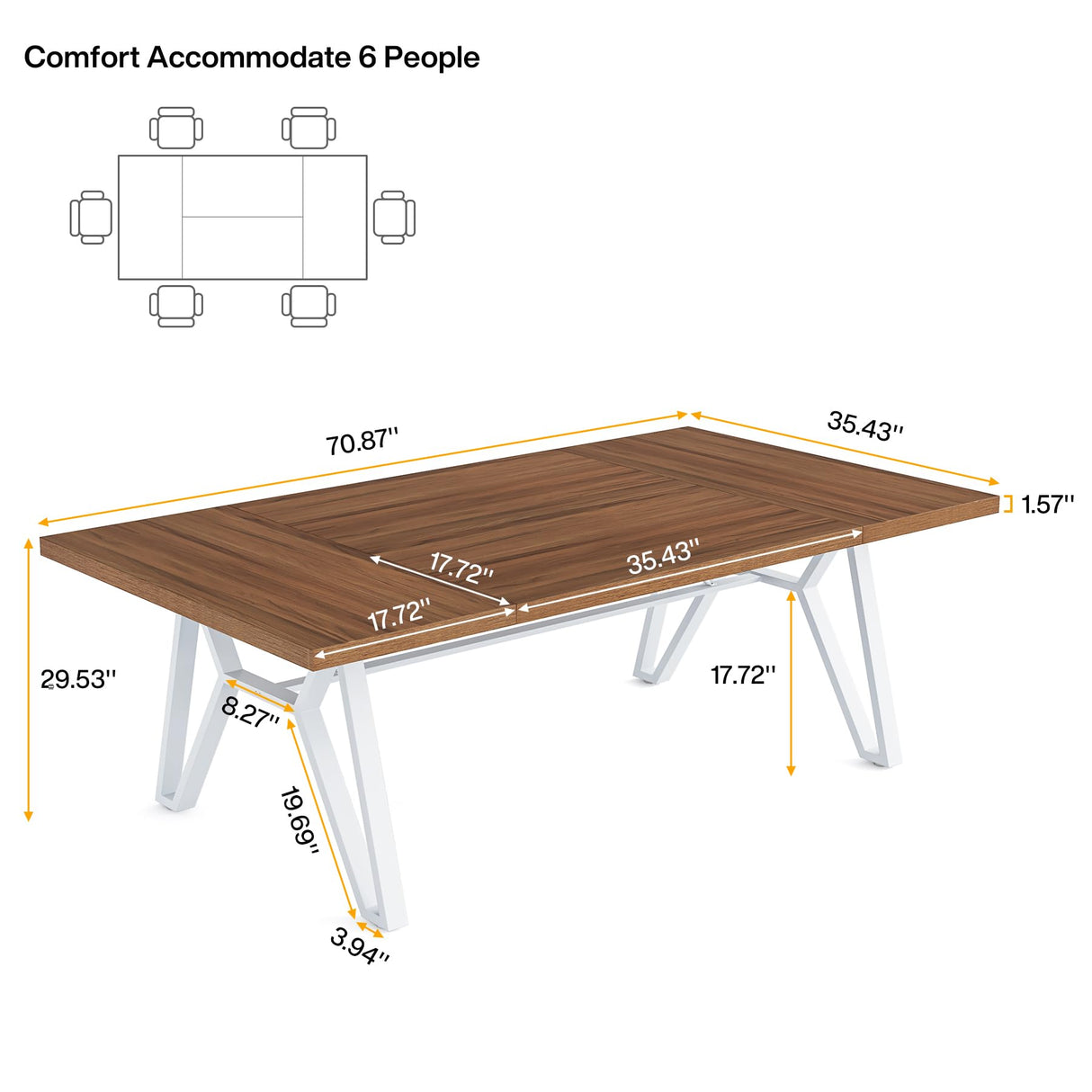 6FT Conference Table, 70 in Meeting Table, Long Seminar Table for Meeting Room