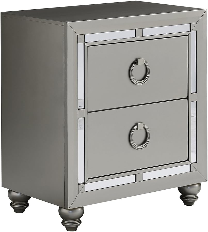 (1621 Night Stand Riley Nightstand, Silver