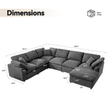 Modular Sectional Sofa Modern Oversized Cloud Couch with Movable Ottoman 7 Seater