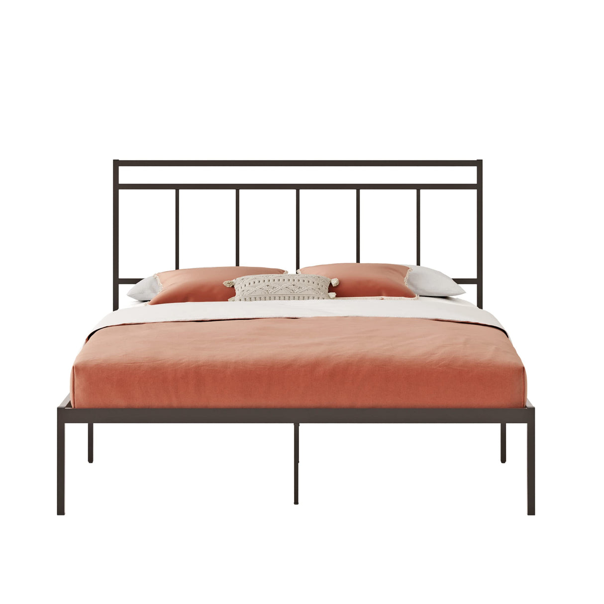 Sauder Cannery Bridge Queen Platform Bed with Headboard, Bronze Finish