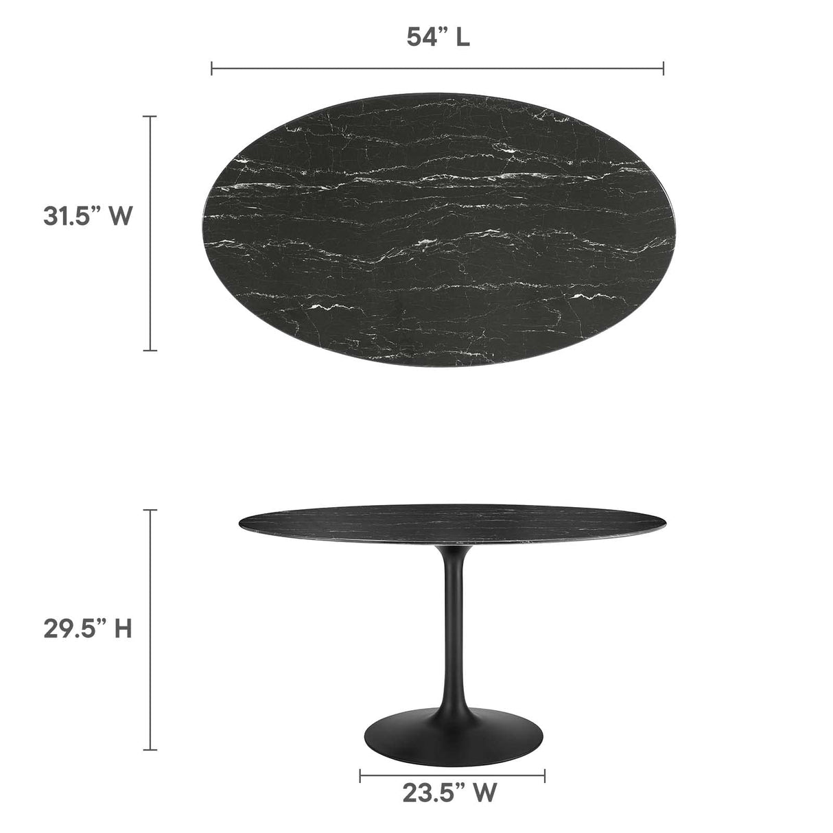 Lippa Dining Table, 54", Black Black