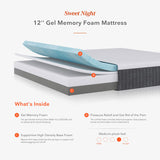 10 Inch Gel Memory Foam Mattresses for Back Pain Relief/Motion Isolation & Comfy Sleep,