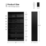 Farini Black Bookshelf for Bedroom 5 Shelf Office Bookcase 60 Inches Tall Modern Wood Bookshelf for Living Room 5 Tier Wide Manga Bookshelf Library Bookcase