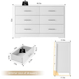 6 Drawer Dresser, Modern White Wide Chest of Drawers with Metal Handels