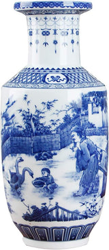 Classic Ancient Blue and White Porcelain Vase, Jingdezhen Chinese Style Decorative