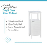 White Madison Collection Single Door Floor Cabinet