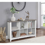 6-Shelf Modern Wood Storage Cube Bookcase, Square Organizer Cubby, White/Driftwood