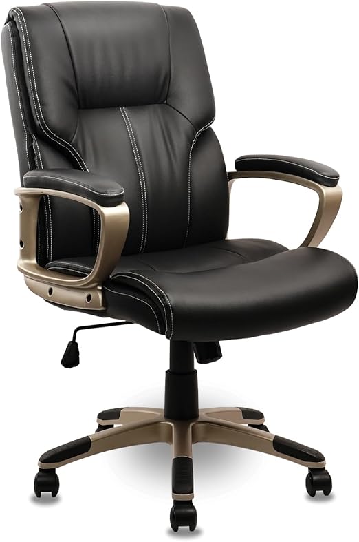 Executive Office Chair Managerial Chair with Soft Padded Armrest, Ergonomic PU Leather