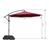 Large Outdoor Patio Umbrella with Base, Offset Cantilever Hanging Market Style