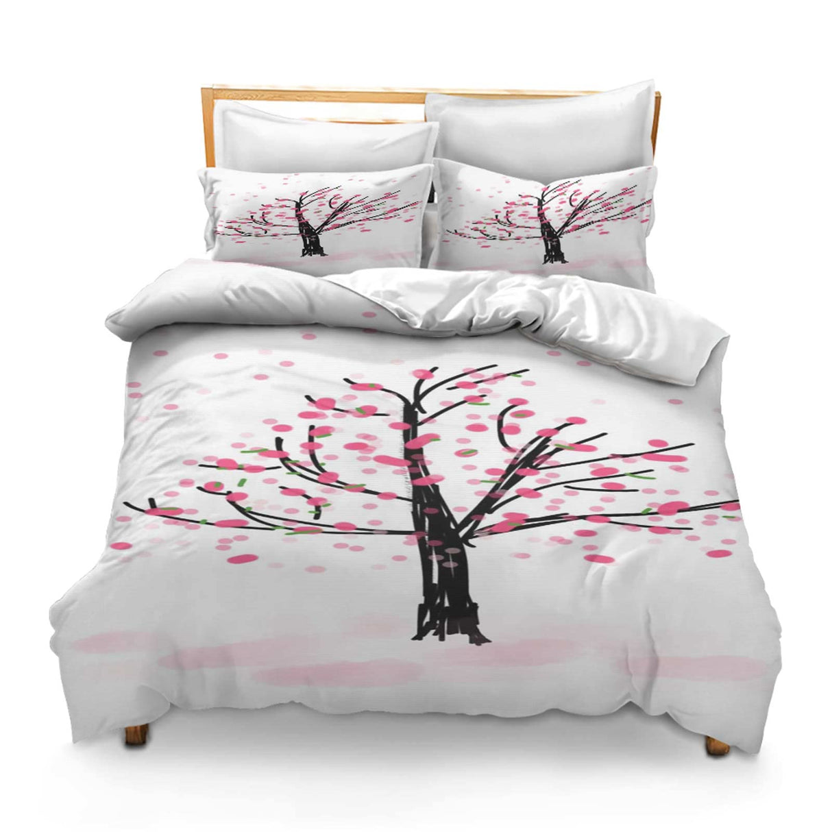 3PCS Comforter Cover Set with 2 Pillow Shams Lightweight Twin Blossom Tree Spring Flower