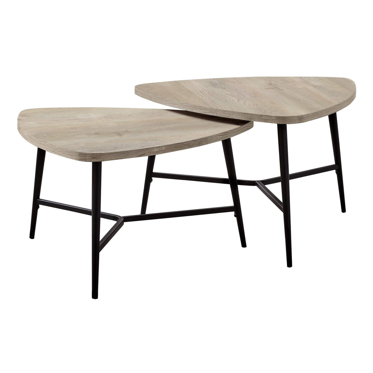 7939P Table, 2pcs Set, Coffee, End, Side, Accent, Living Room, Metal, Laminate, Beige