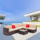 7 Piece Outdoor Patio Furniture Set Wicker, Outdoor Sectional Sofa Set, Patio Conversation