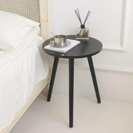 Round End Table, Black Side Table Modern Home Decor Small Accent Table