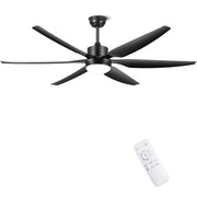 66'' Ceiling Fan with Lights Remote Control, Large Ceiling Fan Black, 6 Blades 6 Speeds