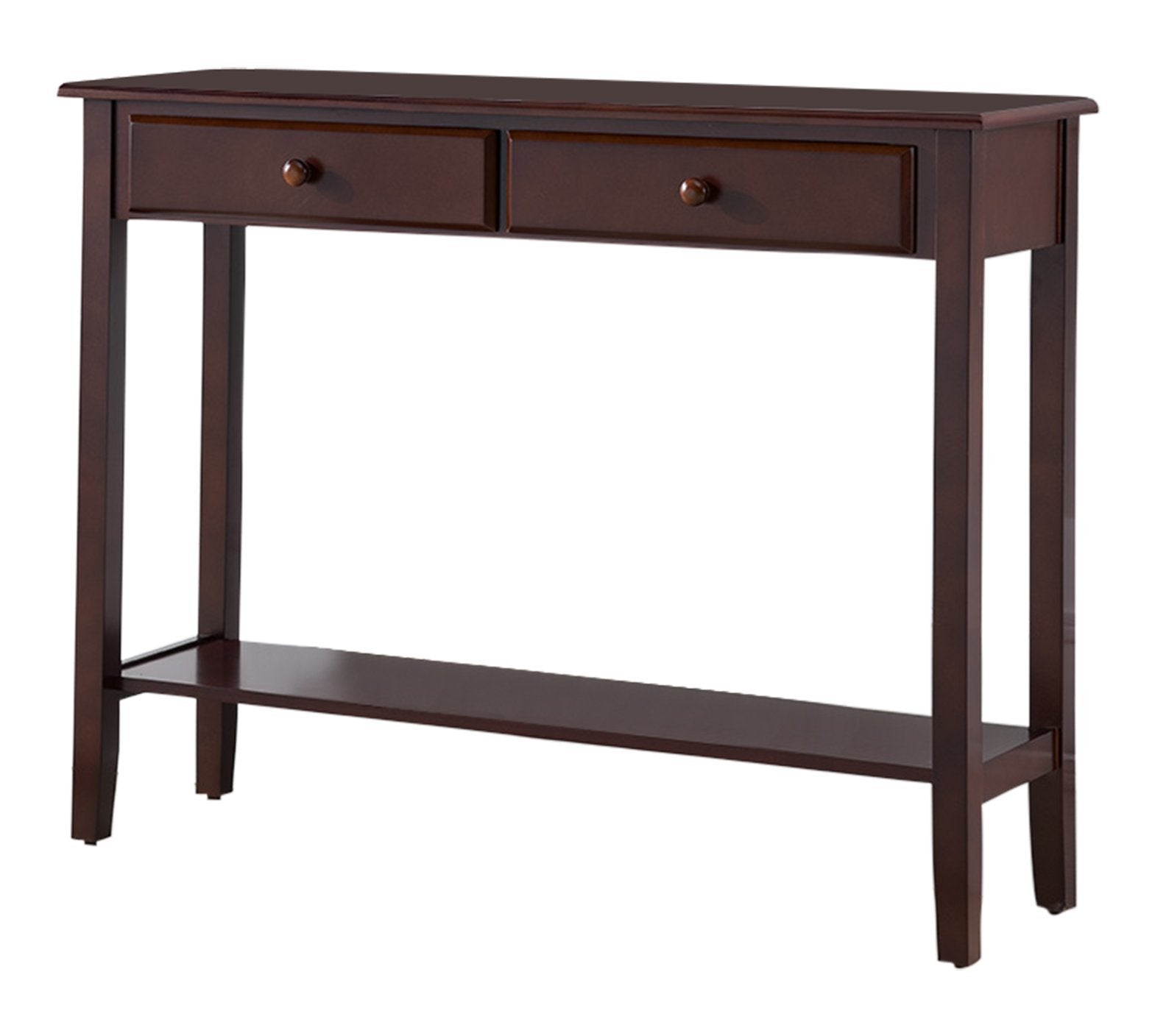 Sawyer Wood Console Entryway Table with 2 Drawers, Walnut