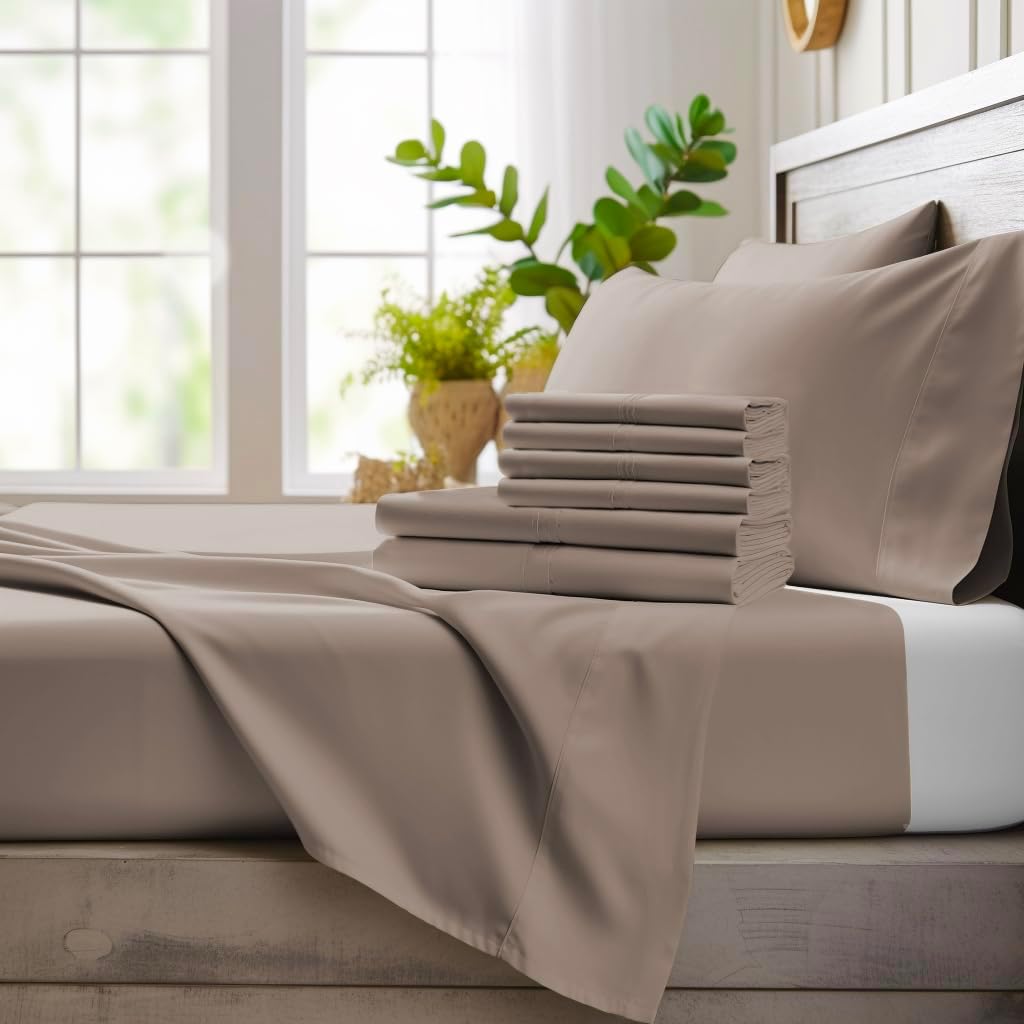 6 Piece King Size Sheets Set - 100% Viscose Made from Bamboo Sheets