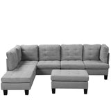 Modern Tufted Micro Suede L Shaped Sectional Sofa Couch with Reversible Chaise