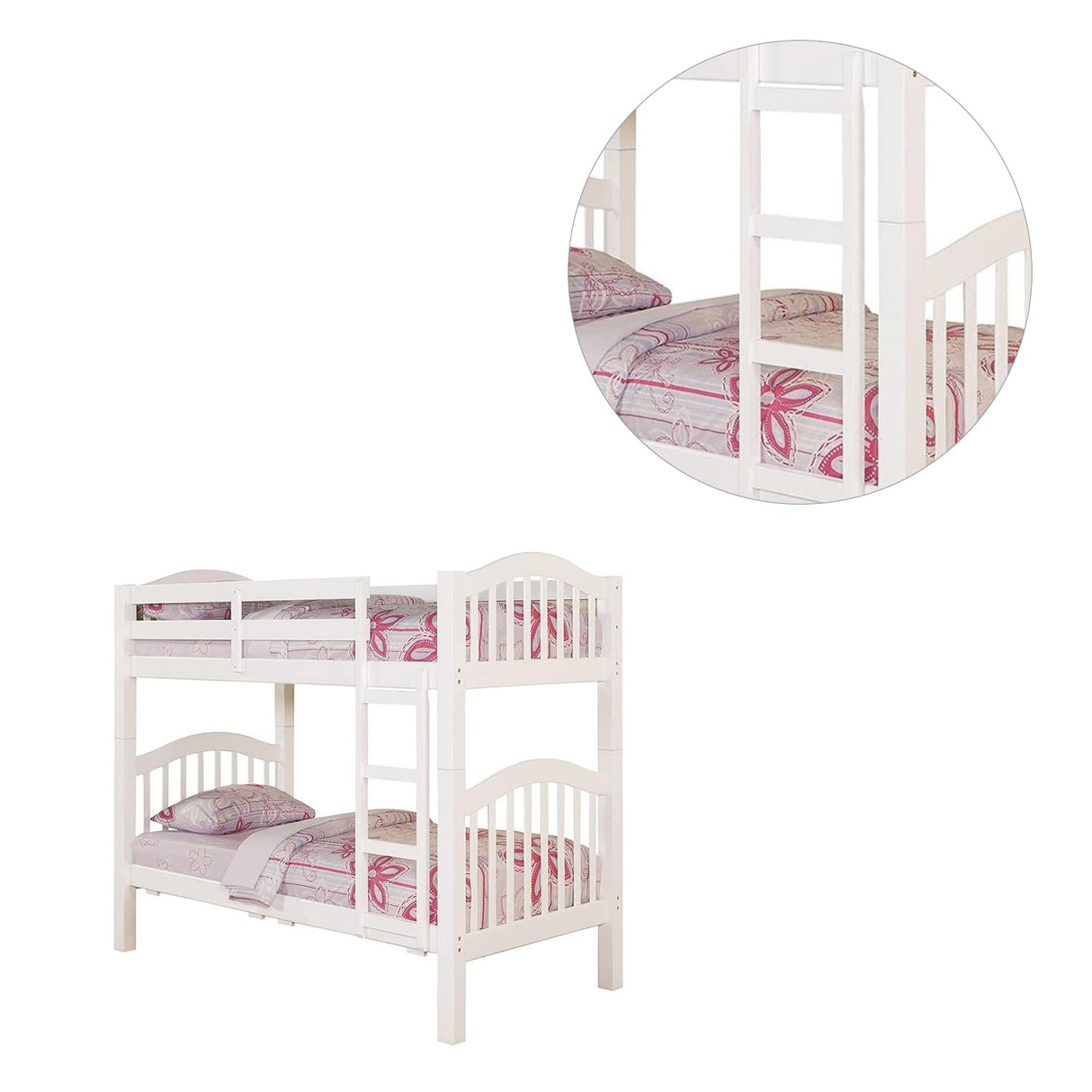 Over Twin Bunk Bed in White Finish