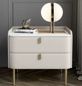 Bedside Cabinet Leather Bedroom, White Modern Minimalist Rock Board Bedside Cabinet