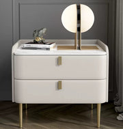 White Modern Minimalist Rock Board Bedside Cabinet