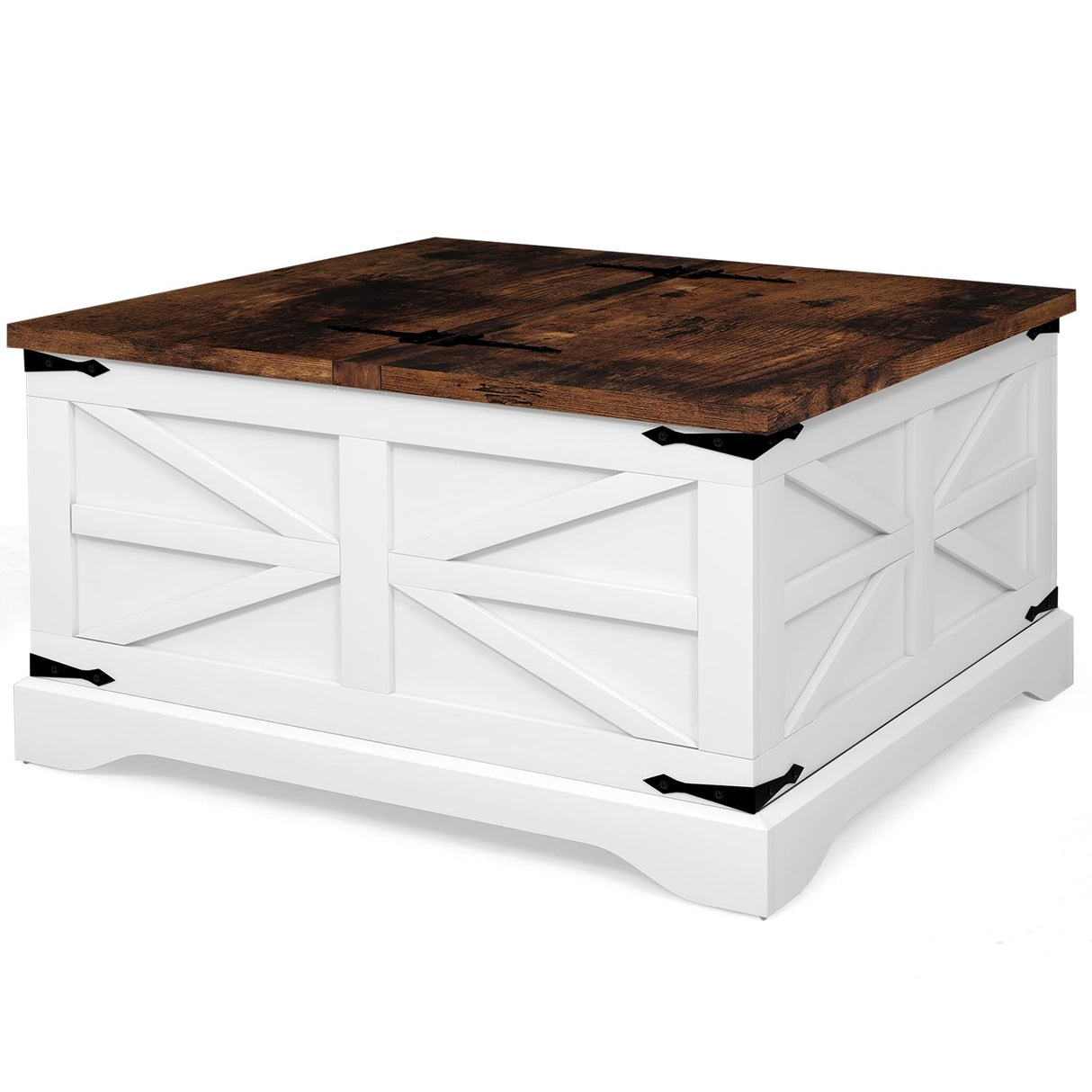 oneinmil Modern Farmhouse Coffee Table, Square Wood Center Table