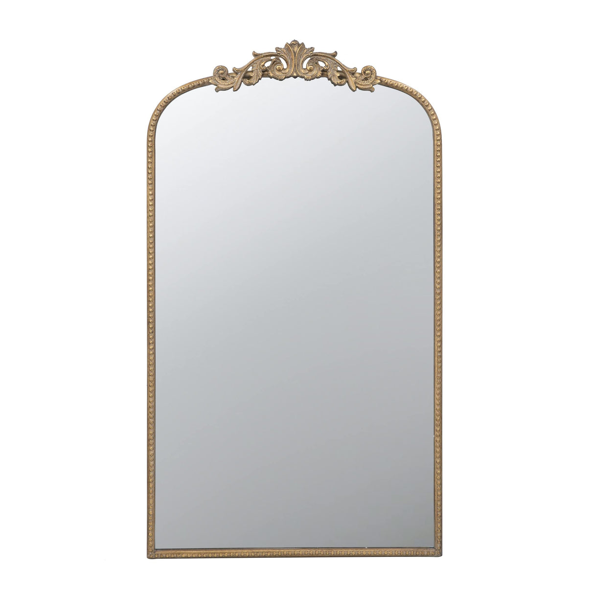 Kea 42 Inch Large Wall Mirror, Curved Metal Frame, Baroque Design,