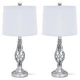 Retro Traditional Table Lamps Set of 2, Spiral Cage Design Chrome