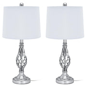 Retro Traditional Table Lamps Set of 2, Spiral Cage Design Chrome