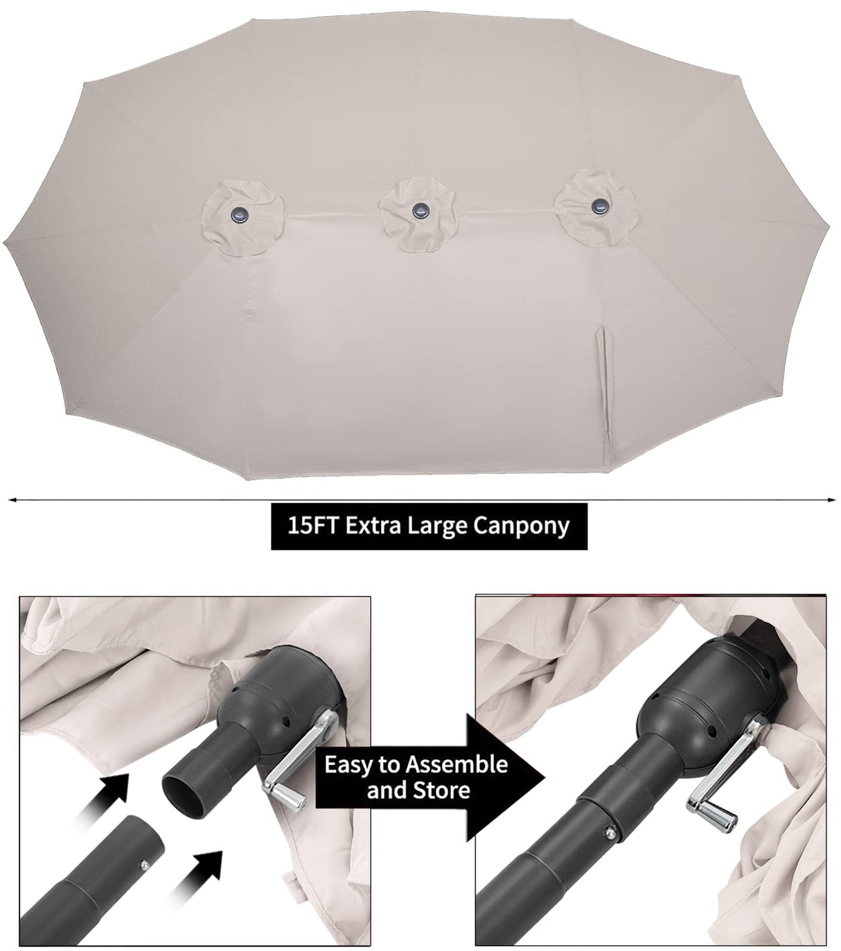 15x9ft Double-Sided Patio Umbrella Outdoor Market Umbrella Large Umbrella