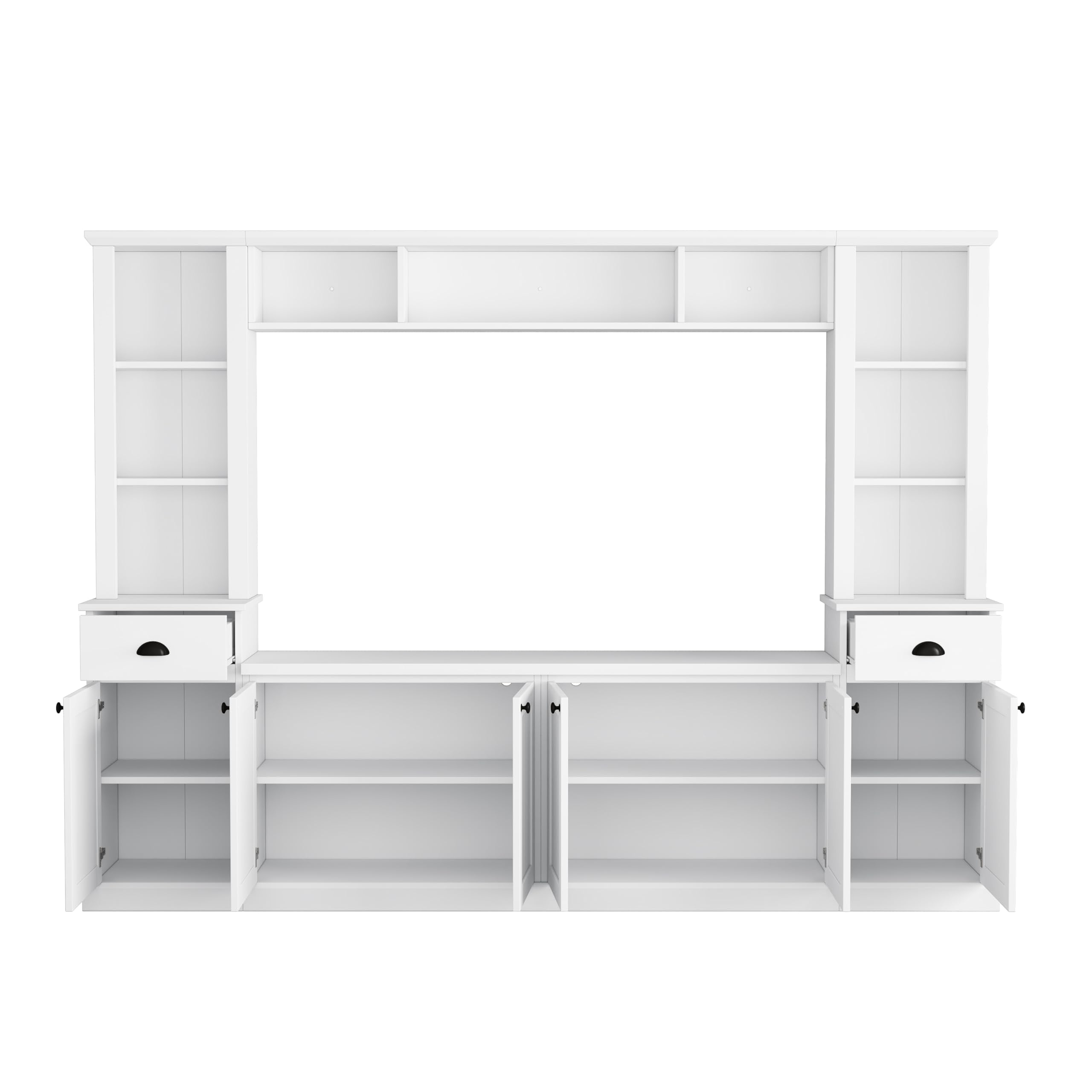4-Piece Entertainment Center Wall Unit with Bridge for TVs up to 75", Large TV Stand