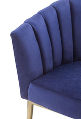 Colla Velvet Upholstery Accent Chair in Midnight Blue and Gold