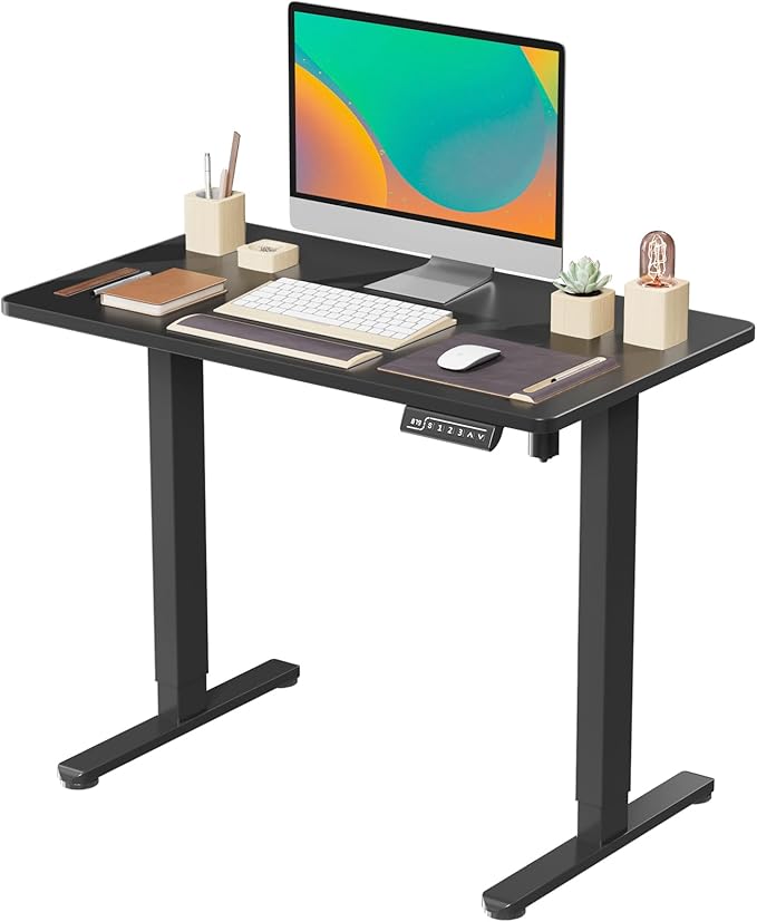 Small Electric Standing Desk, 35" x 20" Whole Piece Height Adjustable Desk with Memory Controller