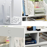 Fashion Bookshelf 2 Tier Bookshelf with 5 Compartments Bookcase Desktop Storage