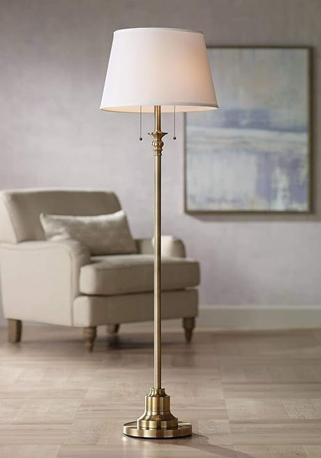 Spenser Traditional Floor Lamp Standing Exquisite 58" Tall Oiled Bronze Brown Metal Thin